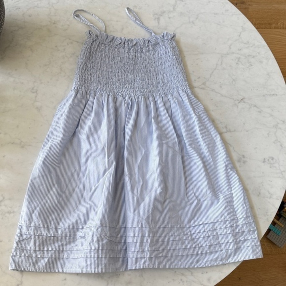 American Eagle Blue White Striped Smocked Dress XS Summer Beach Mini
